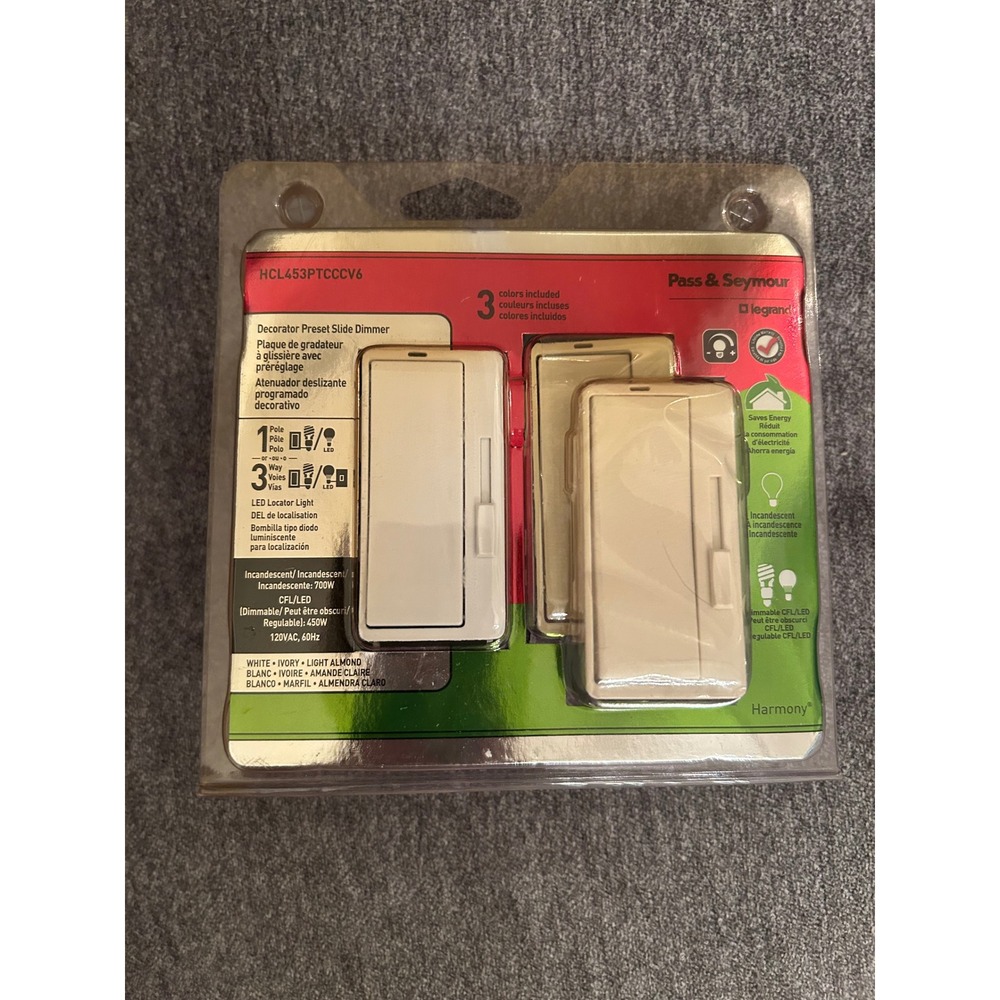 Legrand Pass & Seymour Harmony Slide Dimmer HCL453PTCCCV6 White Ivory Almond